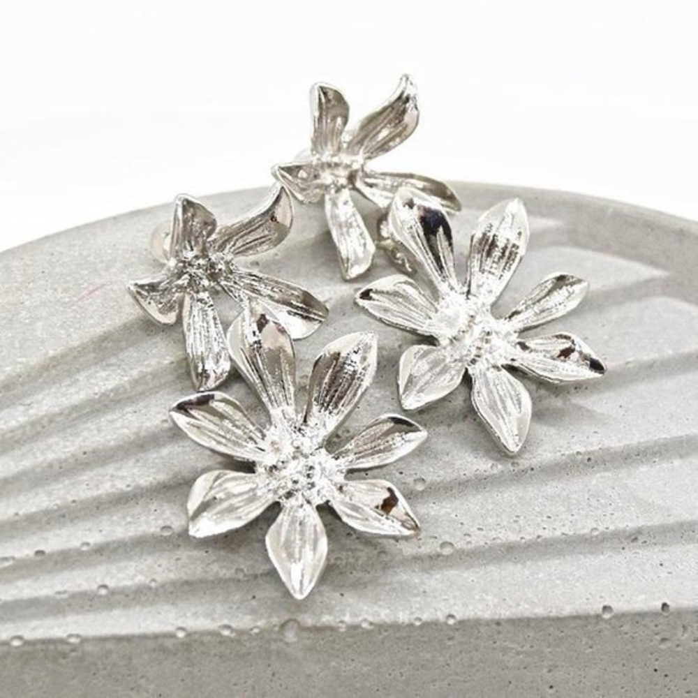 Double Flower Drop Earrings